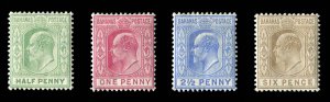 Bahamas #44-47 Cat$101.25, 1906-11 KEVII, set of four, hinged, 1/2p and 2 1/2...