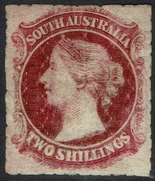 SOUTH AUSTRALIA 1860 QV 2/- ROULETTED CLEANED AND RE-GUMMED 