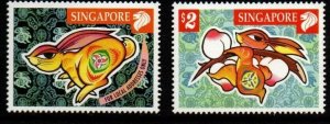 SINGAPORE SG978/9 1999 YEAR OF THE RABBIT MNH