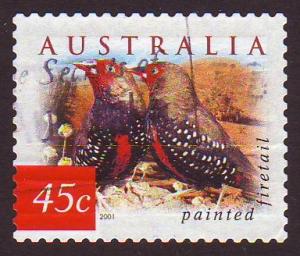 Australia 2001 Sc#1989, SG#2131d 45c Painted Firetail, Birds USED.