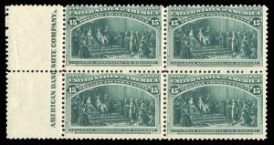 United States, 1893 Columbian Issue #238 Cat$2,400, 15c dark green, left marg...