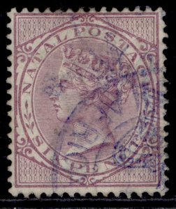 SOUTH AFRICA - Natal QV SG103, 6d mauve, FINE USED.