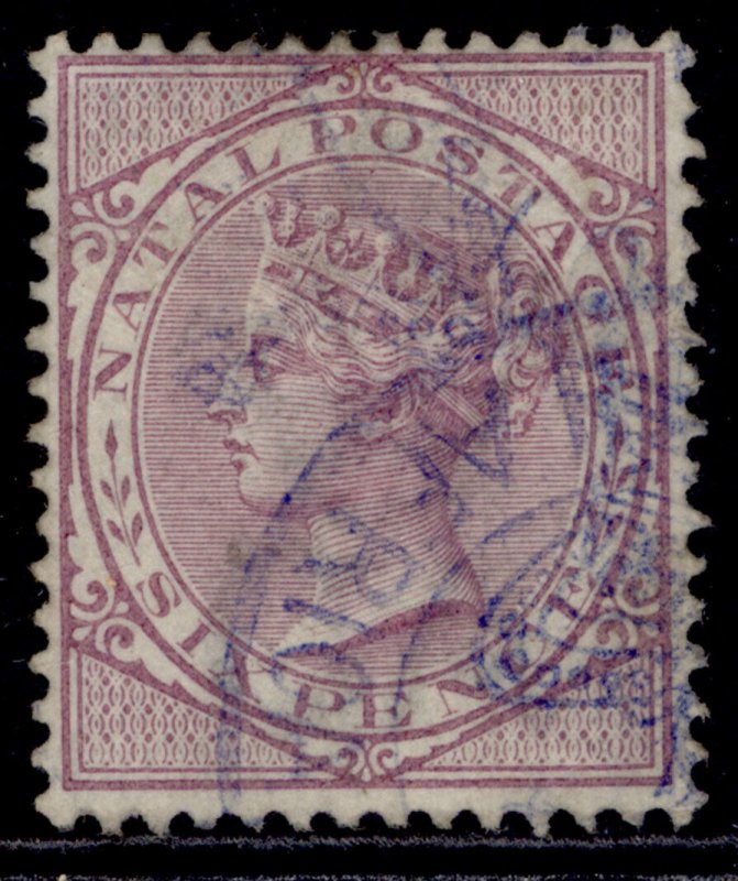 SOUTH AFRICA - Natal QV SG103, 6d mauve, FINE USED.