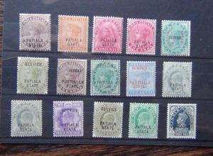 India States Patiala State 1891 Service values to 4a 1903 values to 4a MM     