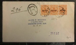 1919 St Kitts & Nevis Registered Cover To Dorchester MA USA War Stamp