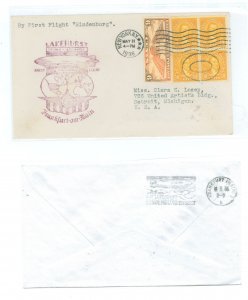 US 642/C17 1936 Cover carried on the May 1936 First North American Hindenburg return Flight from Lakehurst, NJ to Frankfurt Am M