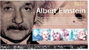 Nevis 2000 - ALBERT EINSTEIN MAN OF THE CENTURY SHEET OF 3 STAMPS Scott 1217 MNH