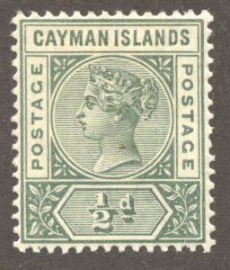 Cayman Islands Scott 1 Unused HOG - 1900 ½p Queen Victoria - SCV $15.00