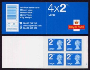 MA2c Stamps 4 x 2nd large class stamps barcode booklet - Self Adhesive - No Cyl