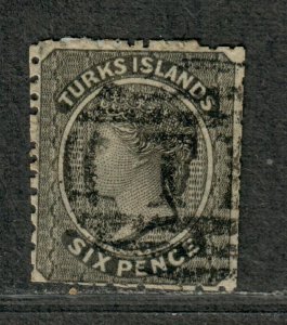 Turks Islands Sc#2 Used/F-VF, Cv. $140