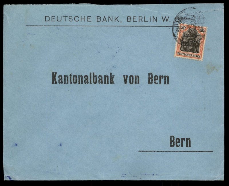 Germany 1916 Germania Wmk Cover Single Frank to Bern Switzerland 96784