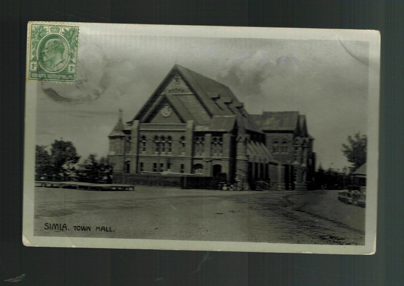 1909 Straits Settlement Singapore RPPC Postcard Cover Simla Town hall Local Use