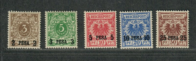 German East Africa Sc#1-5 M/H/VF, #5 Is Bothe Signed, Cv. $222.50 