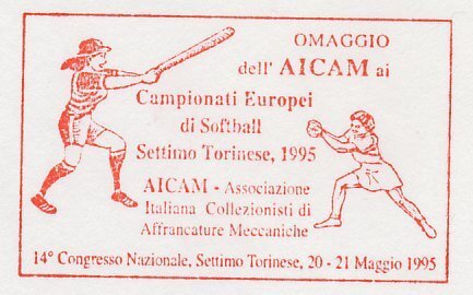 Specimen meter cover Italy 1995 Softball - European championship 1995