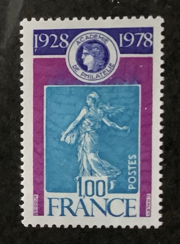 France 1978  Scott 1617 MH - 1fr,   50th Anniv.of Académie de Philatélie, Sower