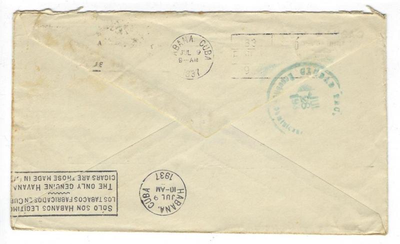 1937 Peru To Caribbean To Dominican Republic Cover  (II86)