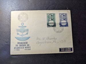 1952 Portugal NATO Souvenir Airmail Cover Otan to Bogertown PA USA