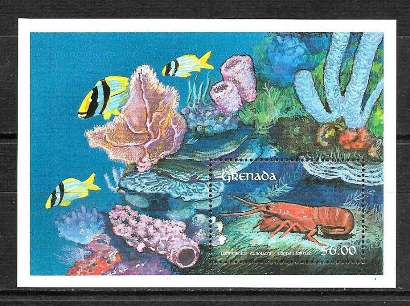 #28005 GRENADA 1990 FAUNA FISHES MARINE LIFE S/SHEET YV BL 245 MNH