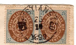 Danish West Indies Scott 22 and 28 on registered cover to the Loraen, Ohio, USA