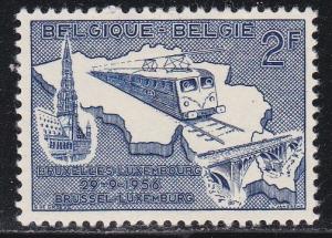 Belgium # 498, Train & Map, Mint LH