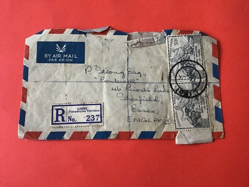 Kenya Tanganyika & Uganda Registered Air Mail To England 1950 Stamp Cover R45722 