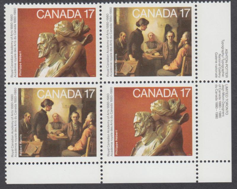 Canada - #850a Academy Of Arts Plate Block - MNH