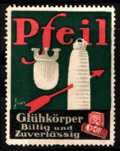 Vintage Germany Poster Stamp Arrow Light Bulbs Cheap And Reliable