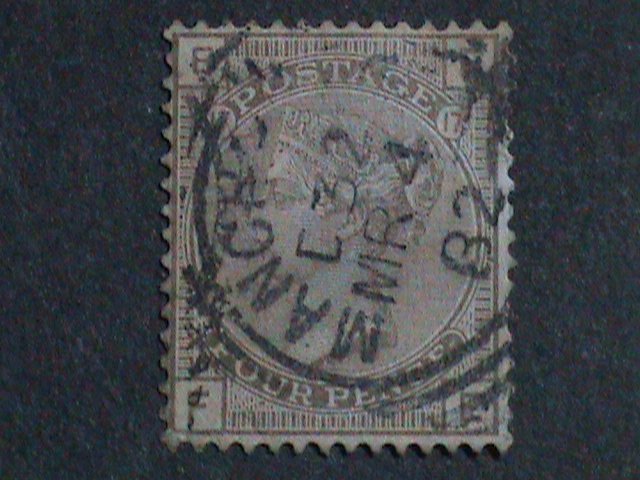 ​GRATE BRITAIN -1876 SC#71 -4P-QUEEN VICTORIA USED STAMP.CAT. $500