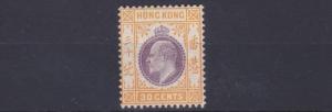 HONG KONG  1907 - 11   SG 97  30C  PURPLE & ORNAGE YELLOW       MH   CAT £65  