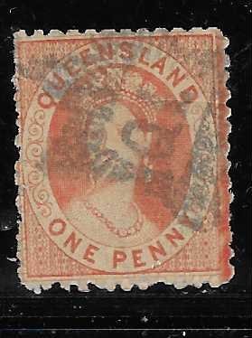 Australia-Queensland  #44  1p Queen Victoria  (U) CV 6.00