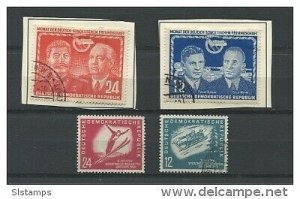 Germany/DDR 1951 Mi 280-1 284-5 on piece Used Complete sets Cv 85 euro