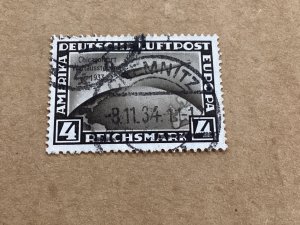Germany Scott #C45 used single zeppelin stamp VF Catalog Value $190..00