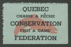 CANADA REVENUE QFG1 MINT QUEBEC FISH & GAME STAMP 