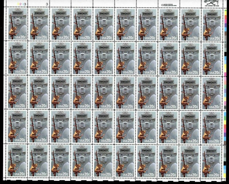 2096 Smokey the Bear  20¢ Sheet of 50  MNH