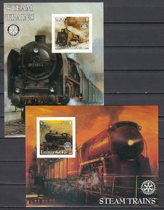 Eritrea, 2002 Cinderella issue. Steam Trains on 2 IMPERF s/sheets.