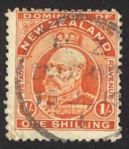 New Zealand Sc# 139 Used 1909-1912 1sh vermilion Edward VII