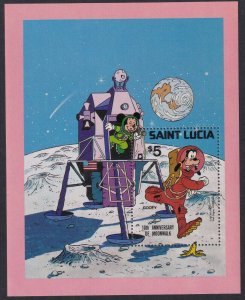 Sc# 500 St. Lucia Disney 1980 Goofy on the Moon souvenir sheet MNH CV $4.50