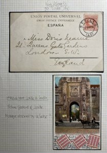 1905 Seville Spain Picture Postcard Cover To London England  Message Obscured