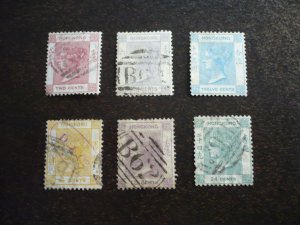 Stamps - Hong Kong - Scott# 9,12a,15,16,17,18 - Used Part Set of 6 Stamps