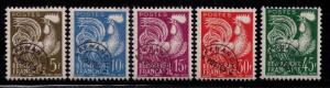 FRANCE Sc# 840-844 MNH FVF Set 5 Gallic Cock 1954