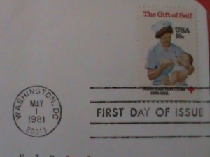 ​UNITED STATES 1981-CENTENARY OF AMERICAN RED CROSS-FDC WITH HISTORY PAGE-MNH VF