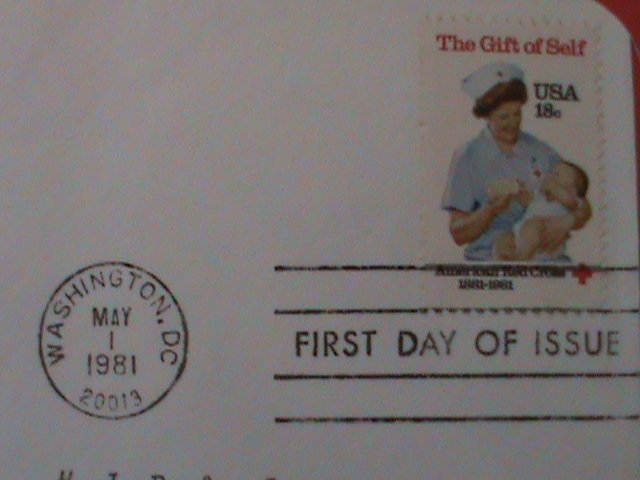 ​UNITED STATES 1981-CENTENARY OF AMERICAN RED CROSS-FDC WITH HISTORY PAGE-MNH VF