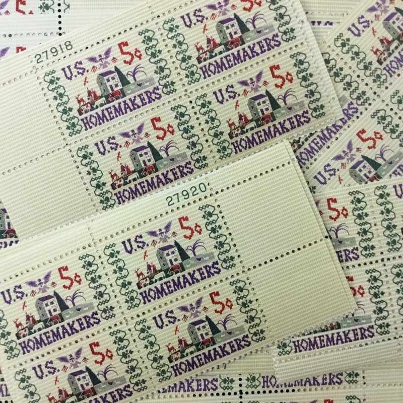 1253   Homemakers, Sampler  25 MNH 5 cent plate blocks  FV $5.00  1964