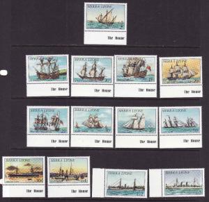 Sierra Leone-Sc#639-51-unused NH short set to Le5-Ships-1984-