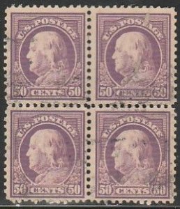 U.S. 517, 50¢ FRANKLIN, USED BLOCK OF FOUR. F-VF. (911)