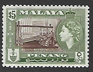 Malaya Penang #55 Mint Hinged Single Stamp cv $27.50