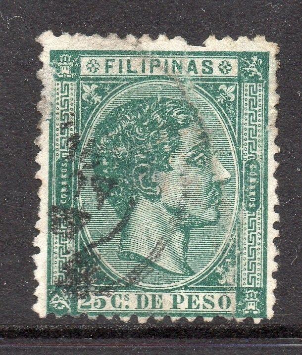 Philippines 1870s Classic Alfonso Used Value 25c. 182369