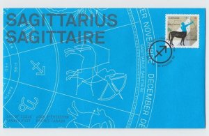 SAGITTARIUS = THE ARCHER, ZODIAC = single stamp Official FDC Canada 2013