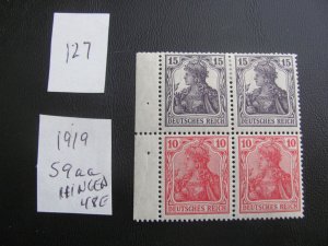 GERMANY 1919 HINGED MI. S9aa FROM BOOKLET   48 EUROS (127) SEE MY STORE