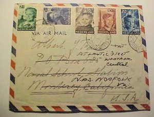 NETHERLANDS 1951 COVER  B/S USA FORWARDED